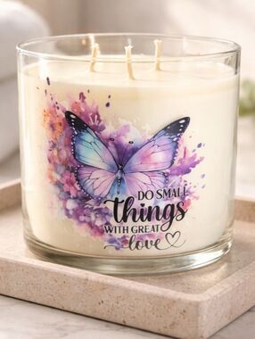 Butterfly Triple-Wick Scented Candle - White